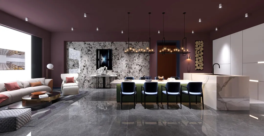 伟德BETVLCTOR1946始于英国和地砖混搭厨房效果图