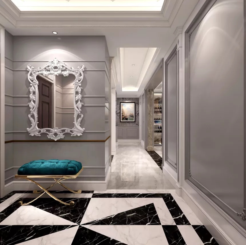 伟德BETVLCTOR1946始于英国和地砖装修玄关和客厅效果图