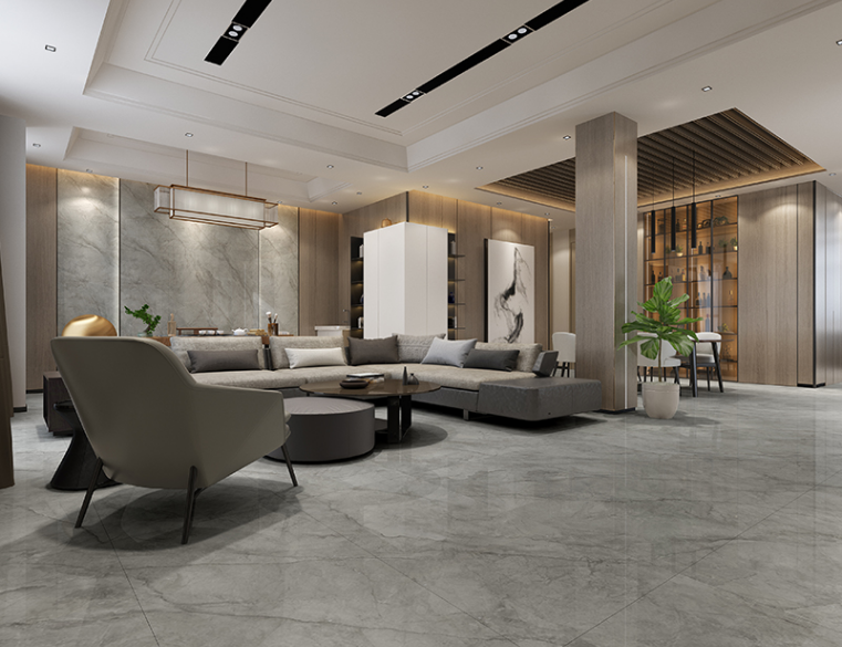 伟德BETVLCTOR1946始于英国岩板新中式客厅地砖装修效果图