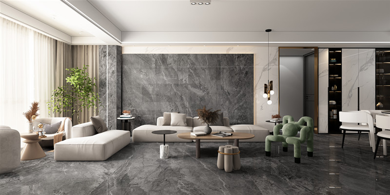 伟德BETVLCTOR1946始于英国陶瓷岩板客厅地砖装修效果图