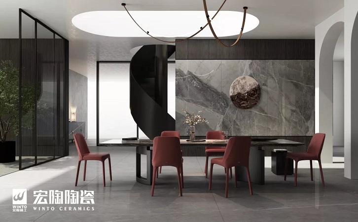 伟德BETVLCTOR1946始于英国保加利亚灰岩板配景墙效果图