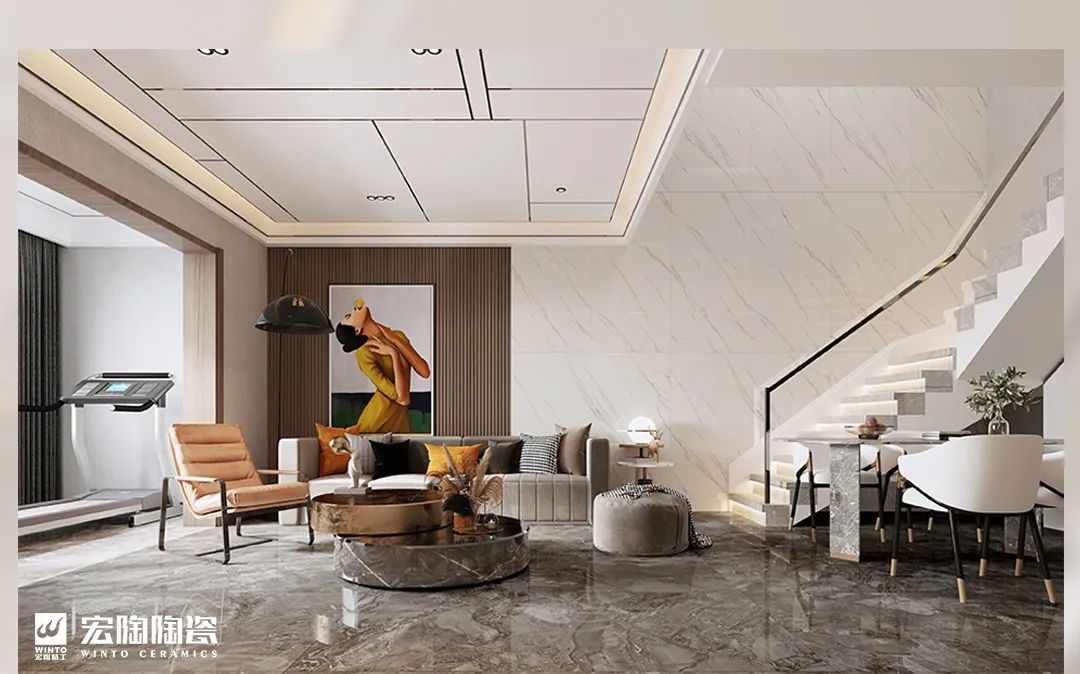 伟德BETVLCTOR1946始于英国海棠白瓷砖地砖客厅装修效果图