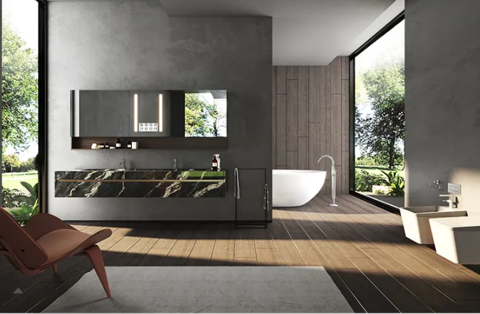 伟德BETVLCTOR1946始于英国岩板与整体浴室柜装修效果图