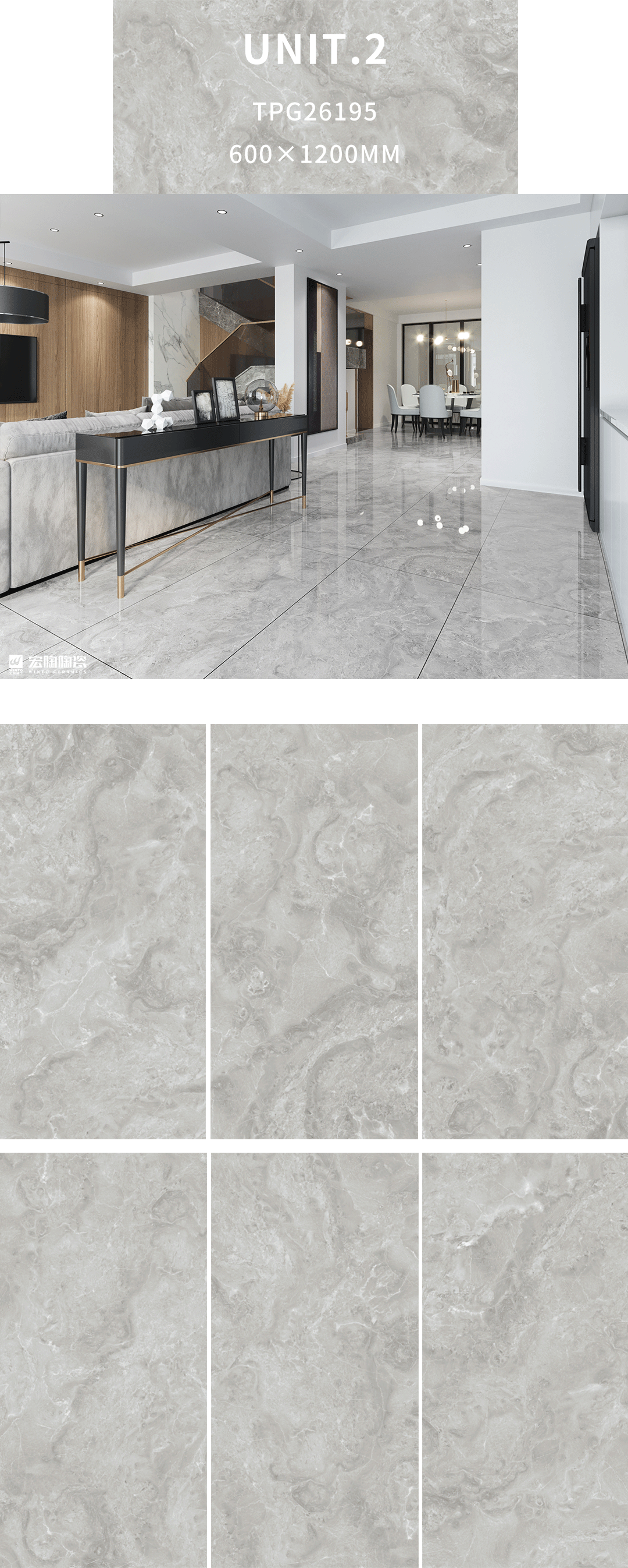 伟德BETVLCTOR1946始于英国TPG26195瓷砖地瓷600×1200mm客厅效果图