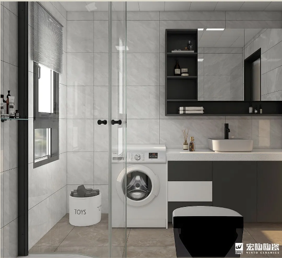 伟德BETVLCTOR1946始于英国TPGR84002 瓦莱特灰+TG60175P地砖效果图