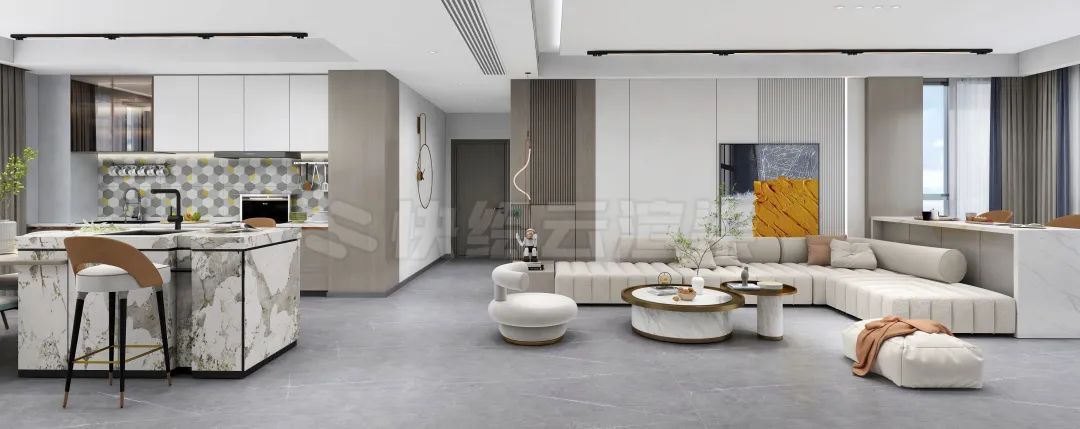 伟德BETVLCTOR1946始于英国质感砖灰色系客餐厅家居空间效果图