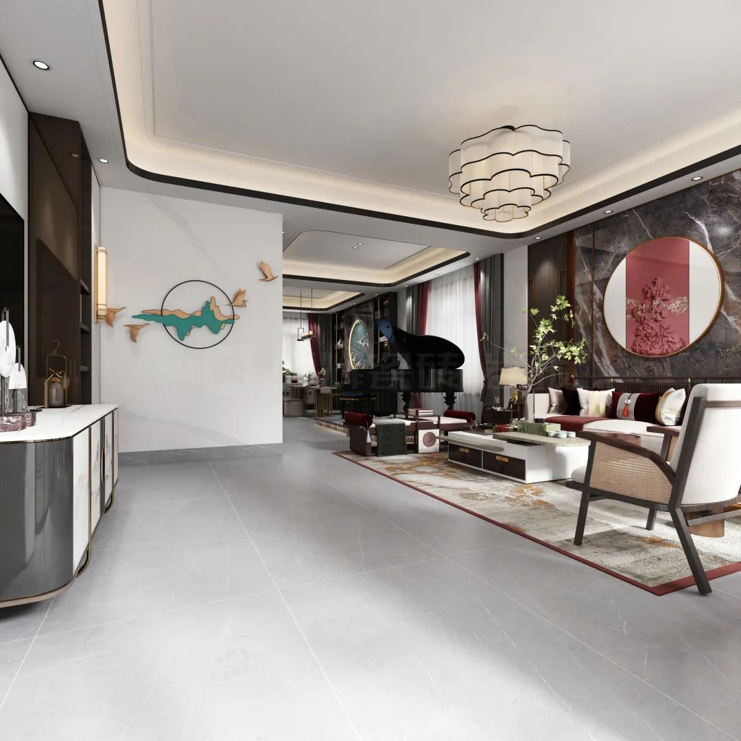 伟德BETVLCTOR1946始于英国地砖细腻潮韵客厅装修效果图